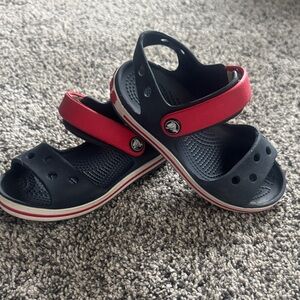 Kids navy and Red crocs Sandals